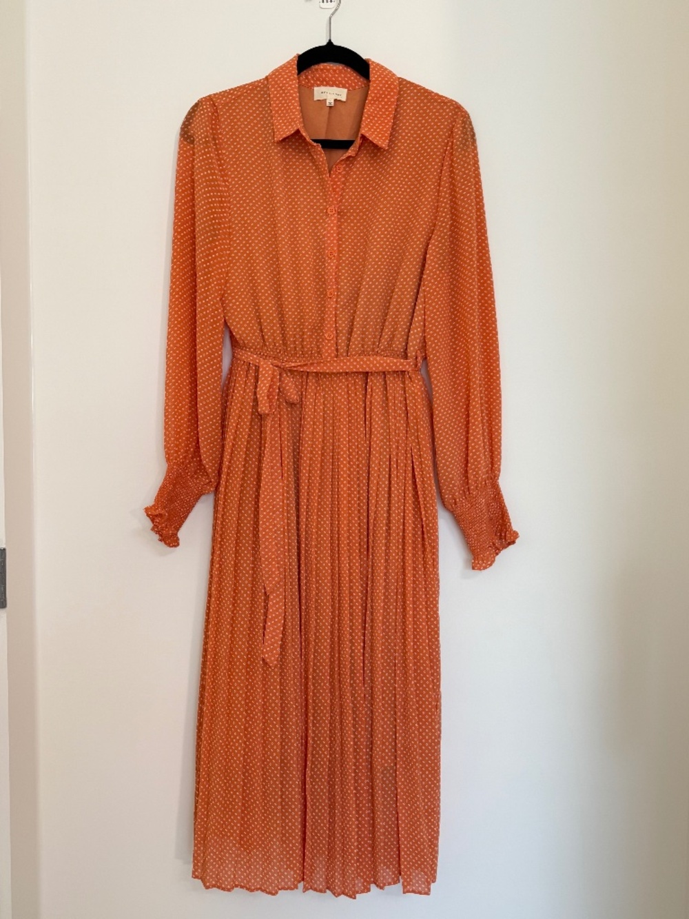 MELLODAY Orange Polka Dot Midi Shirt Dress